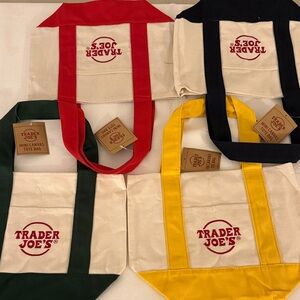 Trader Joe's Mini Canvas Tote Bags Complete set of 4 NWT
